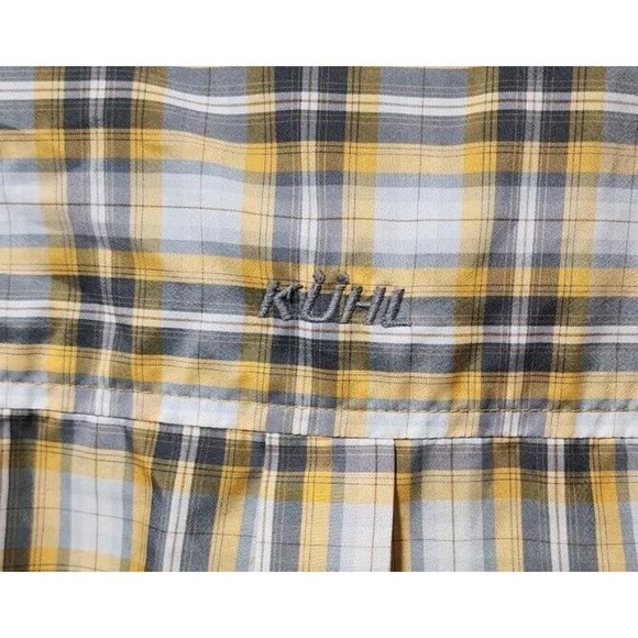 Kuhl Mens Shirt Medium M Button Up Short Sleeve Plaid Orange Outdoor - Picture 2 of 8